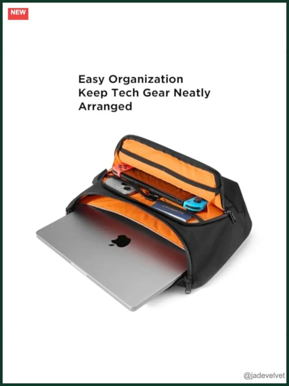 8L RFID-Blocking Sling Laptop Bag with Maglockz Buckle & USB Port